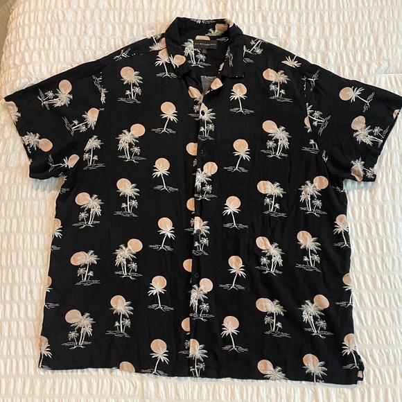 🌟 No Boundaries Black Tropical Palm Tree Hawaiian Shirt 3XL Short Sleeve - Picture 5 of 11